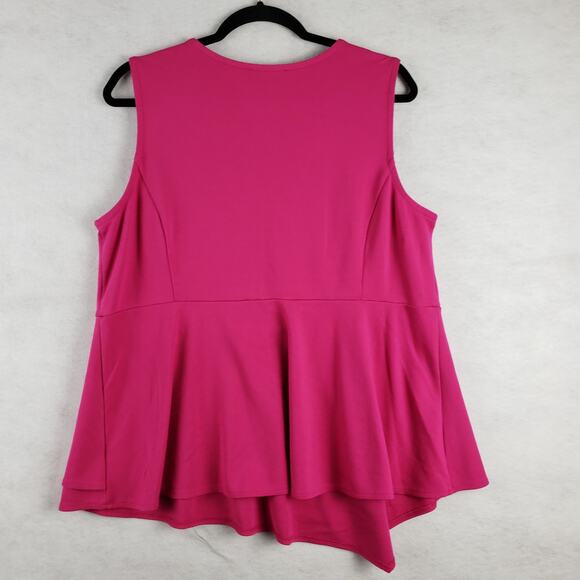 Lane Bryant Women's 18/20 Sleeveless Asymetrical Peplum Blouse‎ Pink Barbiecore - Picture 8 of 8